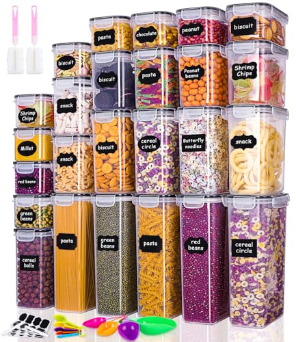 Syvory Vorratsdosen mit Deckel luftdicht 25er Vorratsbehälter Set BPA-Frei Vorratsbehälter Set Stapelbar Vorratsgläser Küchen Aufbewahrungsboxen für Mehl, Zucker, Körner, Mit Schreibstift und Etikett von Syvory