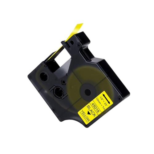 12 mm schwarz auf weißes Etikettband 45013 kompatibel mit LabelManager 160 280 Colorpop -Etikett -Maker Pass(Black on Yellow) von Sywchrf