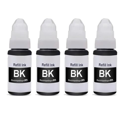 Sywchrf GI 790 Tintenkompatible Flaschenwasserbasis Nachfüllkompatibel mit G1000 G1010 G2000 G2002 G20100 Drucker Südasien GI-790(4pcs BK) von Sywchrf