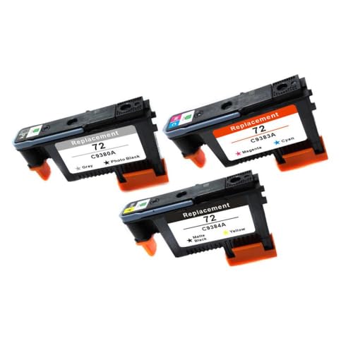 Sywchrf Kompatibler PrinThead Kompatibel mit 72 72 Modelle C9380A C9383A C9384A Arbeit(1SET(3PCS)) von Sywchrf