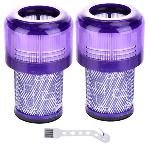 Ersatz Filter für Dyson V12 Detect Slim Staubsauger,Absolute Extra/Total Clean/Fluffy Zubehör Hinterer Filter Ersatzteil 971517-01(2 Stück Hepa Filter 1 Reinigungsbürste) von Syxtidy