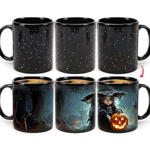 Syzplnwy Halloween Magic Farbwechsel-Tasse, gruseliges Geistergesicht, Keramiktasse, wärmeaktiviertes Geschenk, 350 ml Syzplnwy Halloween Magic Farbwechsel-Tasse, gruseliges Geistergesicht, Keramiktasse, wärmeaktiviertes Geschenk, 350 ml von Syzplnwy