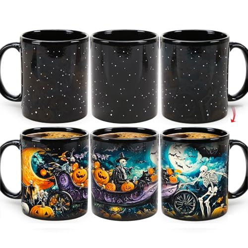 Syzplnwy Halloween Magic Farbwechsel-Tasse, gruseliges Geistergesicht, Keramiktasse, wärmeaktiviertes Geschenk, 350 ml Syzplnwy Halloween Magic Farbwechsel-Tasse, gruseliges Geistergesicht, Keramiktasse, wärmeaktiviertes Geschenk, 350 ml von Syzplnwy