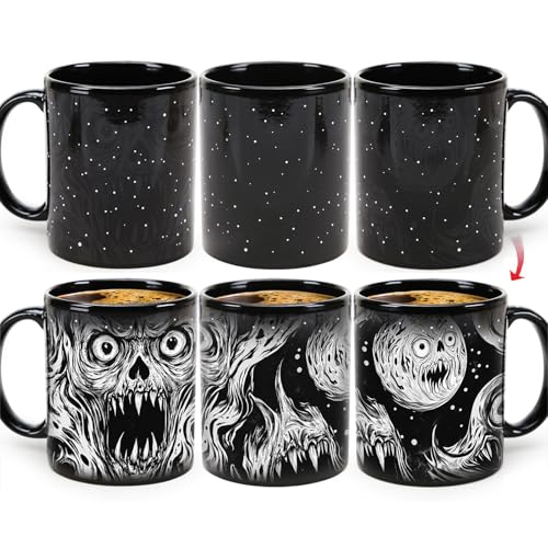 Syzplnwy Halloween Magic Farbwechsel-Tasse, gruseliges Geistergesicht, Keramiktasse, wärmeaktiviertes Geschenk, 350 ml Syzplnwy Halloween Magic Farbwechsel-Tasse, gruseliges Geistergesicht, Keramiktasse, wärmeaktiviertes Geschenk, 350 ml von Syzplnwy