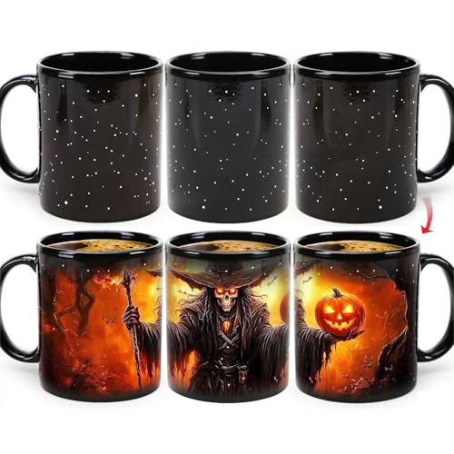 Syzplnwy Halloween Magic Farbwechsel-Tasse, gruseliges Geistergesicht, Keramiktasse, wärmeaktiviertes Geschenk, 350 ml Syzplnwy Halloween Magic Farbwechsel-Tasse, gruseliges Geistergesicht, Keramiktasse, wärmeaktiviertes Geschenk, 350 ml von Syzplnwy