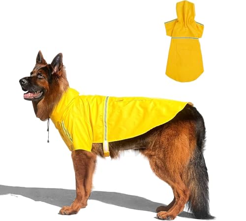 Syzplnwy Hunde-Regenmantel, verstellbar, wasserdicht, leicht, Phocho mit reflektierendem Streifen für Hunde von Syzplnwy