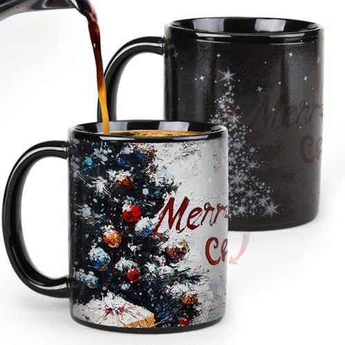 Syzplnwy Magic Christmas Farbwechsel-Tasse, 330 ml, wärmeaktivierte Keramiktasse mit festlichen Designs, ideal für den Urlaub von Syzplnwy