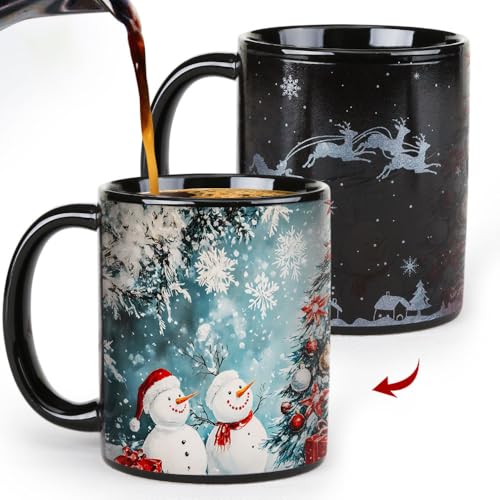 Syzplnwy Magic Christmas Farbwechsel-Tasse, 330 ml, wärmeaktivierte Keramiktasse mit festlichen Designs, ideal für den Urlaub von Syzplnwy