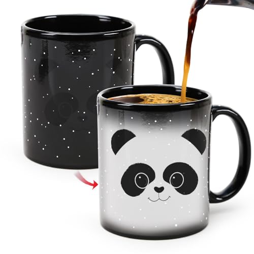 Syzplnwy Magic Galaxy Panda Farbwechsel-Tasse, wärmeaktivierte Keramiktasse mit Sternenmotiv, Geschenk 350 ml Syzplnwy Magic Galaxy Panda Farbwechsel-Tasse, wärmeaktivierte Keramiktasse mit Sternenmotiv, Geschenk 350 ml von Syzplnwy