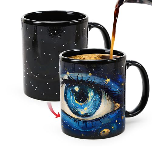 Syzplnwy Magic Mug Eye & Starry Night Magic Mug, Farbwechsel-Tasse, wärmeaktiviertes künstlerisches Design, Neuheit, Geschenk, 350 ml Syzplnwy Magic Mug Eye & Starry Night Magic Mug, Farbwechsel-Tasse, wärmeaktiviertes künstlerisches Design, Neuheit, Geschenk, 350 ml von Syzplnwy