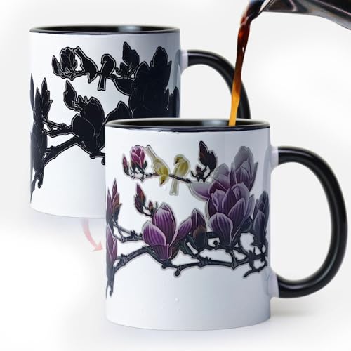 Syzplnwy Magic Ocean Shark Farbwechsel-Tasse, wärmeaktivierte Keramiktasse enthüllt Unterwasserwelt, Geschenk 350 ml, Magnolie von Syzplnwy