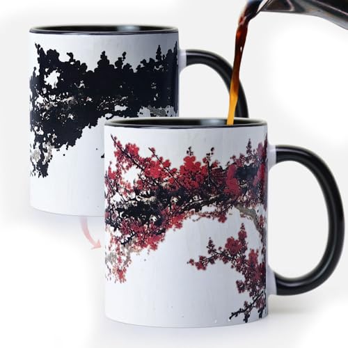 Syzplnwy Magic Ocean Shark Farbwechsel-Tasse, wärmeaktivierte Keramiktasse enthüllt Unterwasserwelt, Neuheit Geschenk, 350 ml, Pflaumenblüte Syzplnwy Magic Ocean Shark Farbwechsel-Tasse, wärmeaktivierte Keramiktasse enthüllt Unterwasserwelt, Neuheit Geschenk, 350 ml, Pflaumenblüte von Syzplnwy
