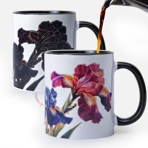 Syzplnwy Magic Ocean Shark Farbwechsel-Tasse, wärmeaktivierte Keramiktasse enthüllt Unterwasserwelt, Neuheit Geschenk, 350 ml – Iris von Syzplnwy