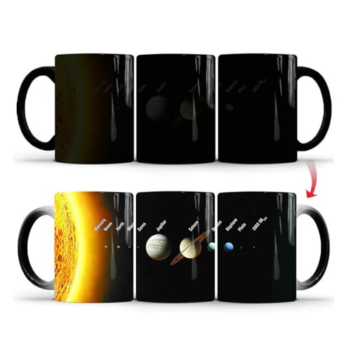 Wärmewechselnde Tasse mit Sonnensystem, magische Galaxie-Kaffeetasse mit Farbwechseleffekt, einzigartiges Geschenk für Weltraumliebhaber, 350 ml von Syzplnwy