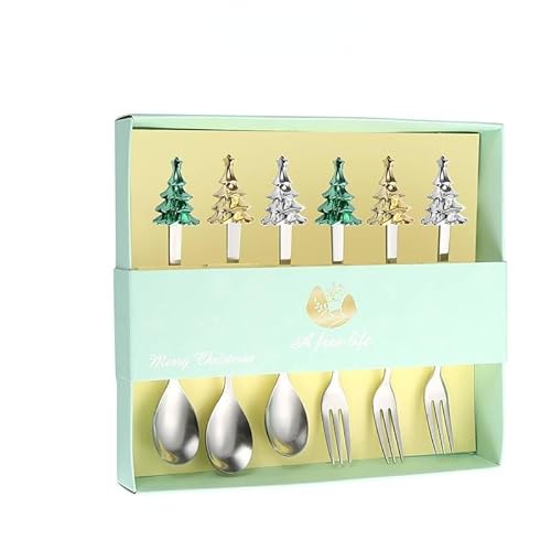 Weihnachtsbaum-Utensilien-Set, 6-teilig, Geschenkfertig, Löffel und Gabel aus Edelstahl, mit dekorativer Box Weihnachtsbaum-Utensilien-Set, 6-teilig, Geschenkfertig, Löffel und Gabel aus Edelstahl, mit dekorativer Box von Syzplnwy