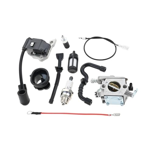 Vergaser mit Zündspule, Zündkerze, Dichtung, Kraftstoff-F-Kit C1Q-S57 C1Q-S57A Vergaser passend for S-Kettensäge 017 018 MS170 MS180 von SzNPm