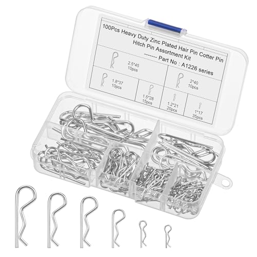 Szaboviktoria 100-teiliges Splint-Set, R-Clips splinte sortiment Kit, R-Clips sicherungssplint-Federsplinte für Anhängerkupplungen, zur Verwendung an Anhängerkupplungsbolzen von Szaboviktoria
