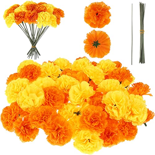 Szaerfa 50 Stück künstliche Ringelblumen zur Dekoration, Faux Ringelblumen für Diwali Home Decor DIY Kranz Girlande, indische/amerikanische/mexikanische Hochzeitsfeier Dekorationen (Stil 1) von Szaerfa