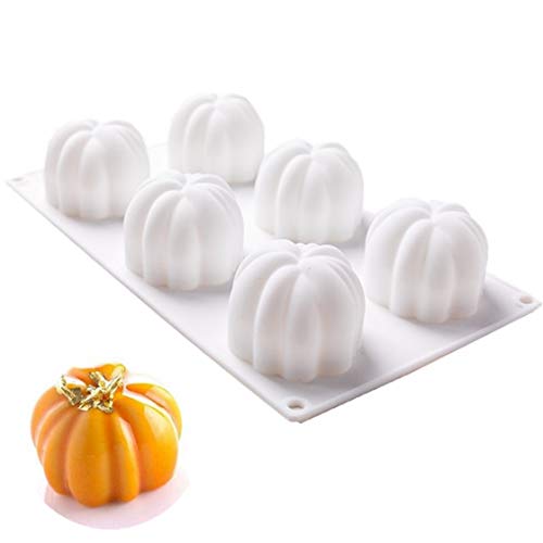 Szaerfa 6 Cavity Silikon Kürbis Kuchenformen, Cookie Backmousse DIY Gebäck Dekorationswerkzeuge Dessert Halloween Kürbisform von Szaerfa