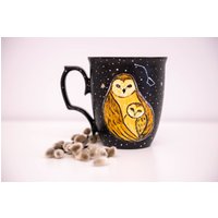Eulen Mama Kaffeetasse Handbemalte Porzellan Teetasse, Geschenk Für Mutter von SzafranMugs