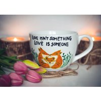 Große Kaffeetasse Handbemalt, Erste Muttertag Geschenkidee, Keramik Kunst, Süßer Fuchs Becher Mit Spruch, Jubiläumsgeschenk Vom Mann von SzafranMugs
