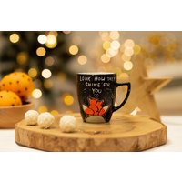 Maßgeschneiderte Tasse Mit Fuchs Und Satz, Handbemalte Kaffeetasse Für Paare, Süßes Jahrestagsgeschenk, Sternenklare Nacht Konstellation von SzafranMugs