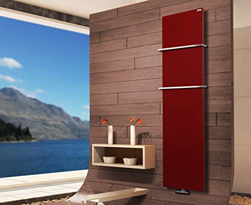 BADHEIZKÖRPER Design Mirror Steel 3 180x47cm 1118 W rot RAL 3004 +2 Halter 15mm SZAGATO Handtuchwärmer Handtuchtrockner Handtuchhalter Paneelheizkörper vertikal Mittelanschluß Flachheizkörper von Szagato