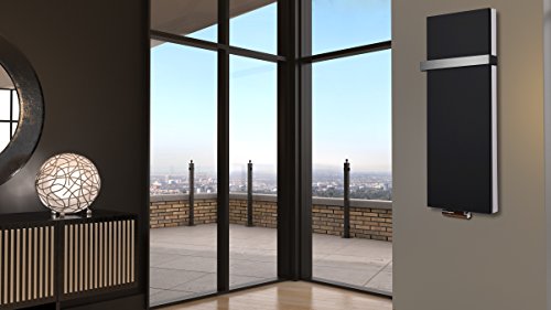 BADHEIZKÖRPER Design Mirror Steel 5 120x47cm 1458 W schwarz +1 Halter 50mm SZAGATO Handtuchwärmer Handtuchtrockner Handtuchhalter Paneelheizkörper vertikal Mittelanschluß Flachheizkörper von Szagato