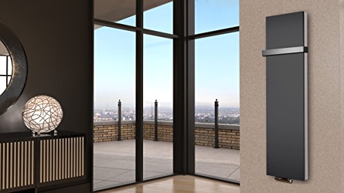BADHEIZKÖRPER Design Mirror Steel 6 180x47cm 1964 W anthrazit (+1 Halter 50mm) SZAGATO Handtuchwärmer Handtuchtrockner Handtuchhalter Paneelheizkörper vertikal Mittelanschluß Flachheizkörper Design von Szagato