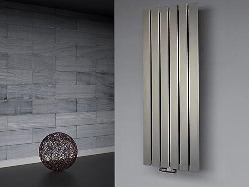 Badheizkörper Design Peking 2 120x47cm 799 Watt Edelstahloptik SZAGATO Handtuchwärmer Handtuchtrockner Handtuchhalter Paneelheizkörper vertikal Mittelanschluß Flachheizkörper design von Szagato