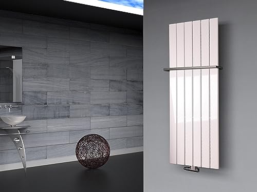 Badheizkörper Design Peking 2 120x47cm 799 Watt weiß (+1 Halter 15mm) SZAGATO Handtuchwärmer Handtuchtrockner Handtuchhalter Paneelheizkörper vertikal Mittelanschluß Flachheizkörper design von Szagato