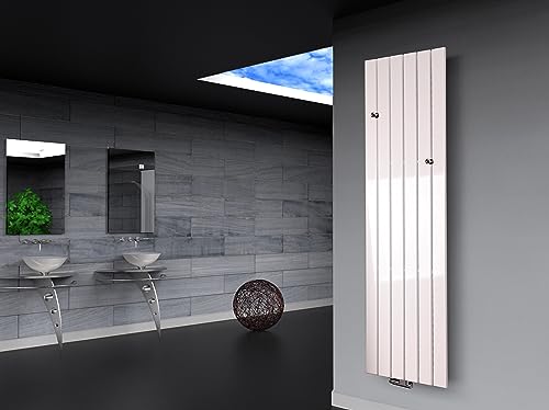 Badheizkörper Design Peking 3 180x47cm 1118 Watt weiß (+ 2 Knopfhalter) SZAGATO Handtuchwärmer Handtuchtrockner Handtuchhalter Paneelheizkörper vertikal Mittelanschluß Flachheizkörper von Szagato