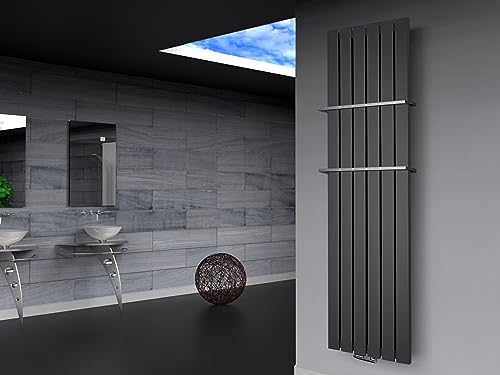 Badheizkörper Design Peking 3 180x47cm anthrazit - moonstone (+2 Halter 15mm) SZAGATO Handtuchwärmer Handtuchtrockner Handtuchhalter Paneelheizkörper vertikal Mittelanschluß Flachheizkörper von Szagato