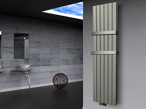 Badheizkörper Design Peking 6 180x47cm 1964 Watt Edelstahloptik (+2 Halter 50mm) SZAGATO Handtuchwärmer Handtuchtrockner Handtuchhalter Paneelheizkörper vertikal Mittelanschluß Flachheizkörper von Szagato