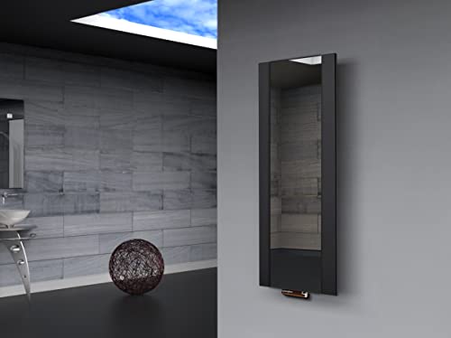 Badheizkörper Design Singapur 2, HxB: 120 x 47 cm, 799 Watt, schwarz/Spiegel MADE IN GERMANY Szagato Handtuchheizung Handtuchwärmer Design Heizkörper mit Spiegel Spiegelheizkörper von Szagato