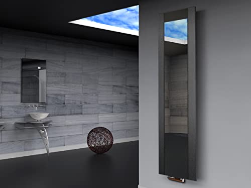 Badheizkörper Design Singapur 3, HxB: 180 x 47 cm, 1118 Watt, moonstone-grau/Spiegel MADE IN GERMANY Szagato Handtuchheizung Handtuchwärmer Design Heizkörper mit Spiegel Spiegelheizkörper von Szagato