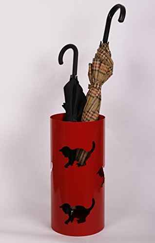 Regenschirmständer, Katze, 47 x Ø 22,5 cm, rot (RAL 3002), Marke: Szagato, Made in Germany (Schirmständer, Schirmhalter, Regenschirmhalter) von Szagato