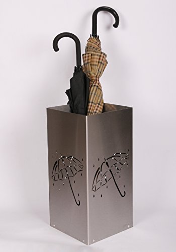 Szagato Regenschirmständer Design Umbrella Open, 23 x 23 cm, Edelstahl mattiert, Marke, Made in Germany (Schirmständer, Schirmhalter, Regenschirmhalter gebürstet) von Szagato