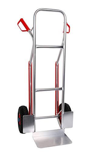 Sackkarre Aluminium Gleitkufen 150 kg 117x46x54, Vollgummibereifung (Szagato Transportkarre Stapelkarre Handkarre, Umzugskarre, leichte Sackkarre aus Aluminium für Umzug) von Szagato