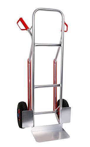 Sackkarre Aluminium Gleitkufen 200 kg 117x46x54, Luftbereifung (Szagato Transportkarre Stapelkarre Handkarre, Umzugskarre, leichte Sackkarre aus Aluminium für Umzug) von Szagato