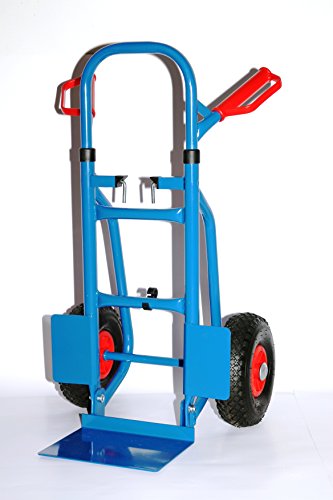 Sackkarre faltbar 250 kg, HxBxT: 120x50x53 cm, blau pannensicheren Gummireifen (klappbare Schaufel) (Transportkarre Stapelkarre Handkarre, Umzugskarre, leichte Sackkarre aus Stahl klappbar für Umzug) von Szagato