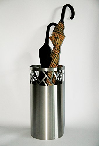 Regenschirmständer Design Fence, 49 x Ø 22,5 cm, Edelstahl mattiert, Marke: Szagato, Made in Germany (Schirmständer, Schirmhalter, Regenschirmhalter gebürstet) von Szagato