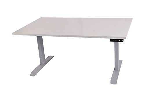 Szagato Schreibtisch stufenlos elektrisch höhenverstellbar BxTxH: 140x80x(64,5-129,5) cm lichtgrau, mit Memory-Funktion inkl. Tischplatte Stärke 2,5 cm (Stischgestell, Steh-Sitz Tisch) von Szagato