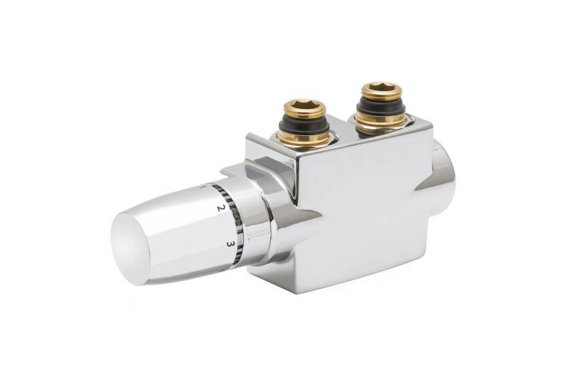 Szagato Sanitär-Anschlussset Heizkörper Mittelanschluss-Block DURCHGANG SET + Thermostat chrom, Szagato, 1-St., Anschlusblock und Thermostat, geeinent für Eckanschluss und Duchgangsanschluss von Szagato