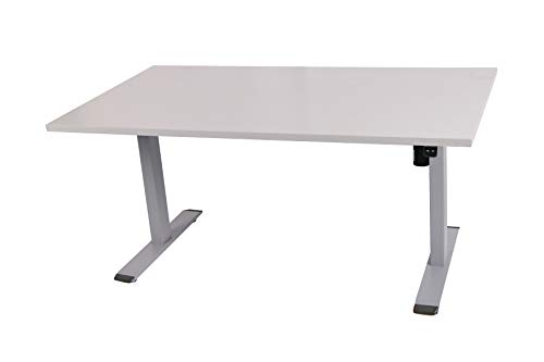 Szagato Schreibtisch stufenlos elektrisch höhenverstellbar BxTxH: 160x80x(73,5-123,5) cm lichtgrau, 2 Tastenfeld inkl. Tischplatte Stärke 2,5 cm (Stischgestell, Steh-Sitz Tisch) von Szagato