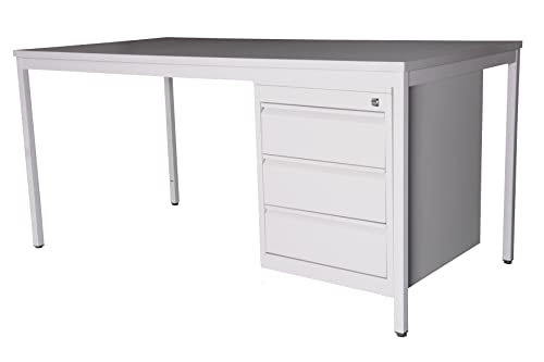 Szagato Set Schreibtisch 160x80 cm + Unterbauschrank Professional (3 Schubladen), lichtgrau Büro-Möbel Arbeitszimmer Computertisch Bürotisch Schubladenschrank von Szagato