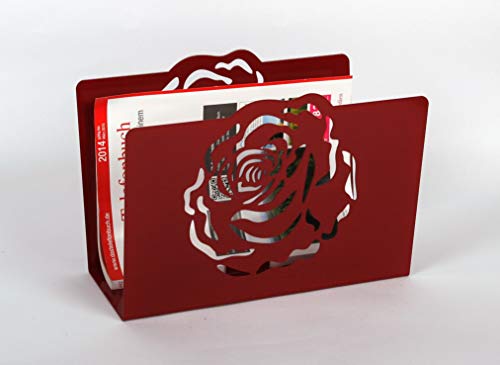 Zeitungsständer Rose, HxBxT: 23x32x12cm, rot/Made in Germany, Marke: Szagato (Zeitungshalter, Zeitschriftenständer) von Szagato