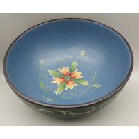 Blaue Schale Mit Stilisiertem Blumenmuster von Szepek