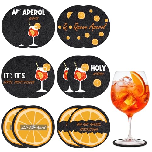 12 Stück Aperol Untersetzer aus Filz, Aperol Geschenk für Aperol Fans, Aperol Untersetzer für Tischdeko Mottoparty Karneval, Orange Aperol Filzuntersetzer Set (12MZ) von Szhhrxi