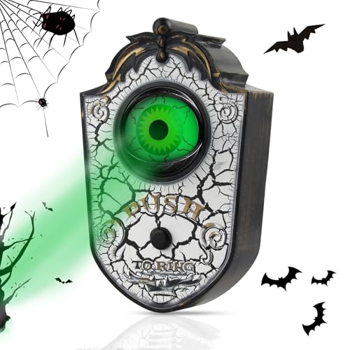 Halloween Türklingel, Halloween Deko Türklingel mit Leuchtende Augäpfel, Augapfel Türklingel mit Sound, Halloween Deko Outdoor für Horror Deko, Spukhaus, Halloween Party (Weiß B) von Szhhrxi